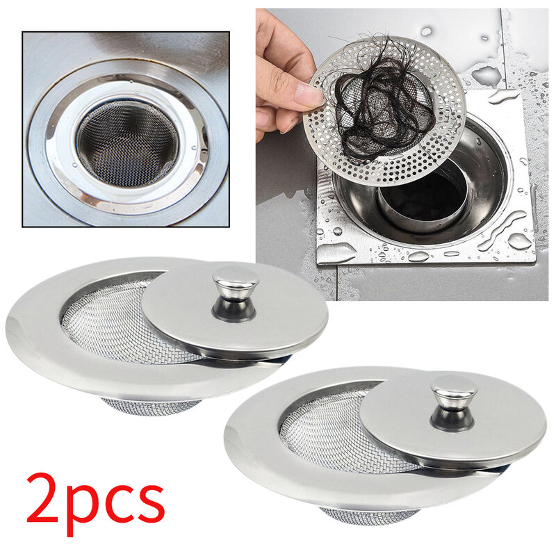 2 pçs banheiro cozinha rolha capa fácil instalar pia filtro com tampa de alimentos aço inoxidável resíduos em casa ampla borda
