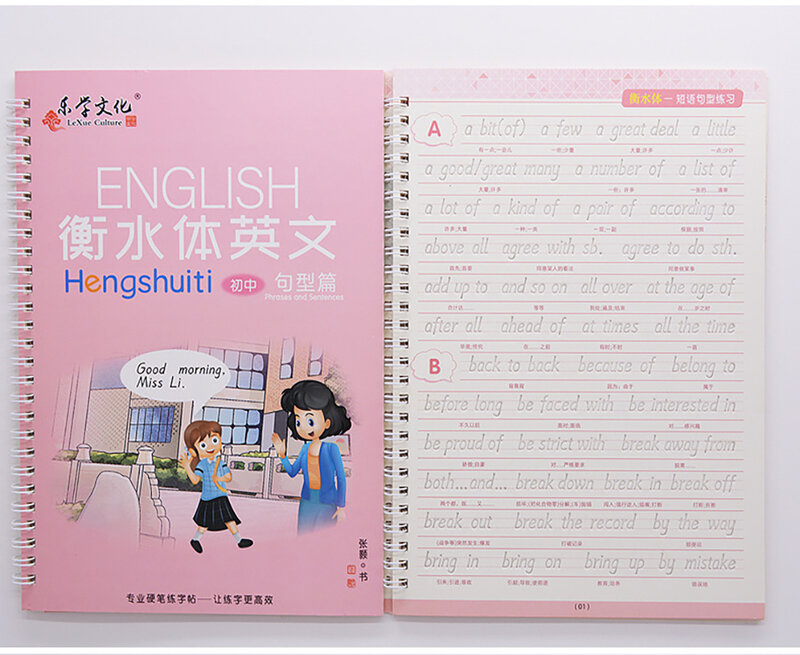 Cahier de pratique pour l'écriture et la calligraphie, 3 livres/ensemble, possibilité de réutiliser les mots de l'alphabet anglais