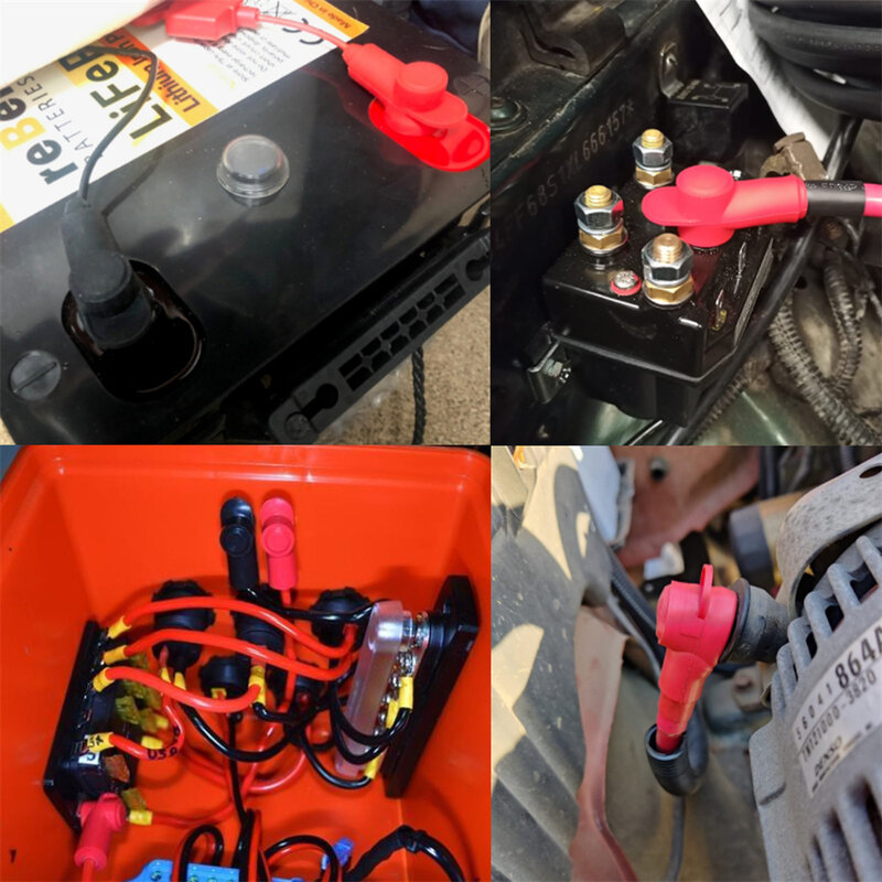 5/16" - 1/4" Car Battery Stud Terminal Cover 2 Pack (Black or Red DIY)