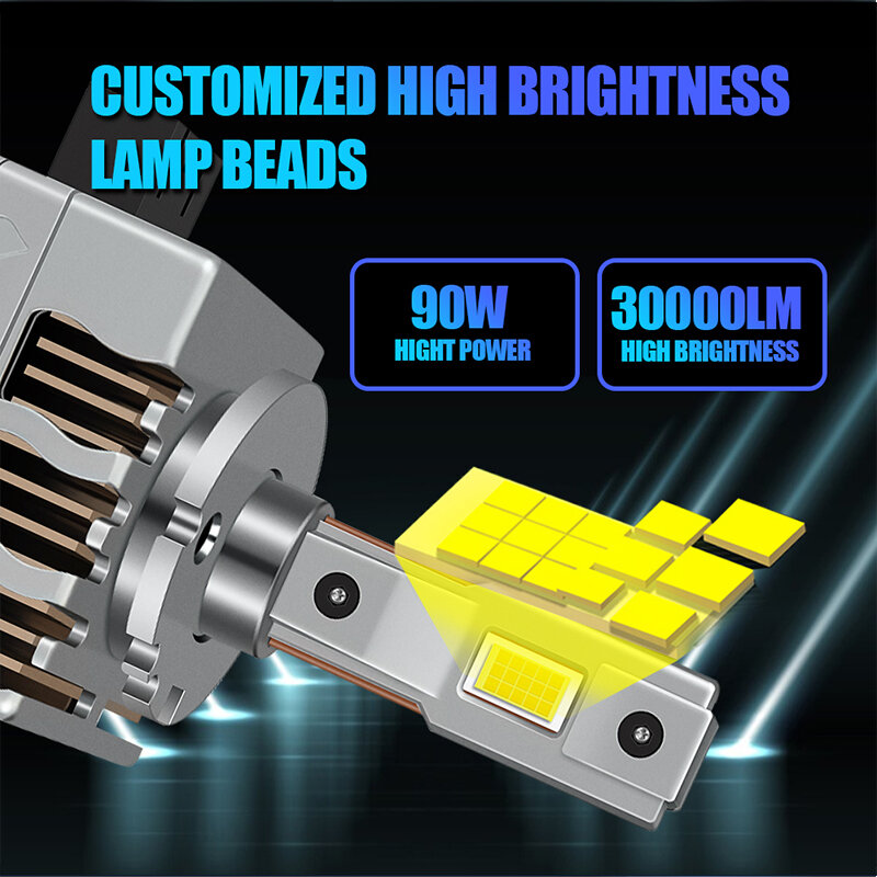 Carshark-faros LED para coche Canbus D1S, D2S, D4S, D5S, D8S, D1R, D2R, D3R, Turbo, lámparas CSP de dos lados, 6000K, 90W, xenón