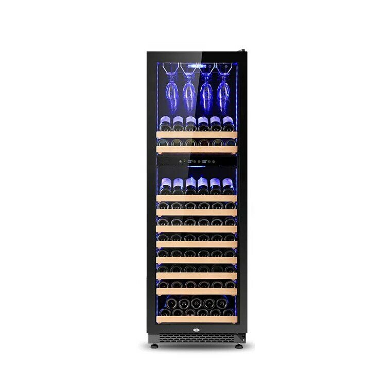 Refrigerador de vinho refrigerador de garrafa de vinho de vidro de zona dupla alta para venda