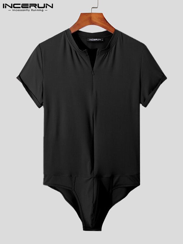 INCERUN 2022 Fashion New Men's Short Sleeve Romper Tracksuit Casual Solid Comfortable Male Sexy Skinny Singlets Jumpsuits S-5XL