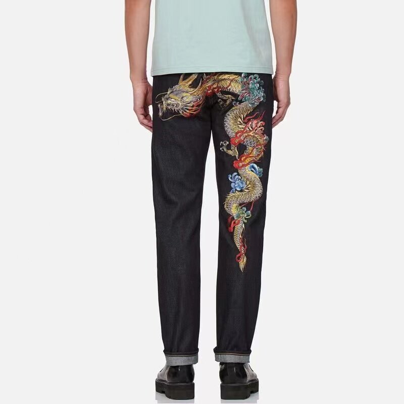 Pantalones vaqueros con estampado de gaviota pequeña para hombre, Jeans de alta calidad, estilo japonés, Retro, M, bordado, nueva colección, 1-1