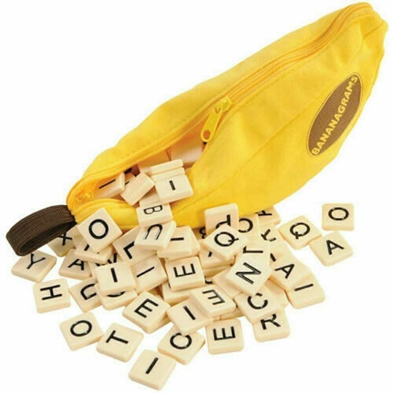 กระเป๋าหนังสือกล้วย Word Spelling เกมของเล่นตารางหมากรุกการศึกษา Bananagrams กระเป๋าหนังสือ Word Spelling เกม