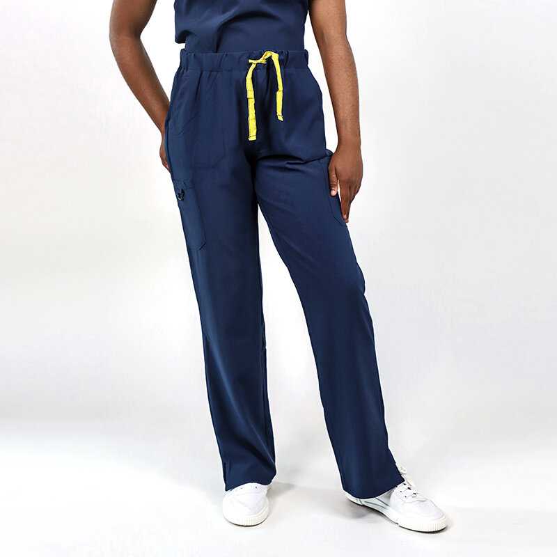 유니폼 세계 여성 스크럽 바지 간호사 하렘 식스 포켓 기능성 네이비 & 버건디 & 블랙