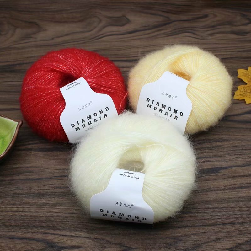 Mohair – fil de laine de soie doux pour tricot, 25g, pour tricot fin, angora Mohair, Crochet doux, tricot à la main, pull, écharpe, châle, Cardigan, fil bouffant