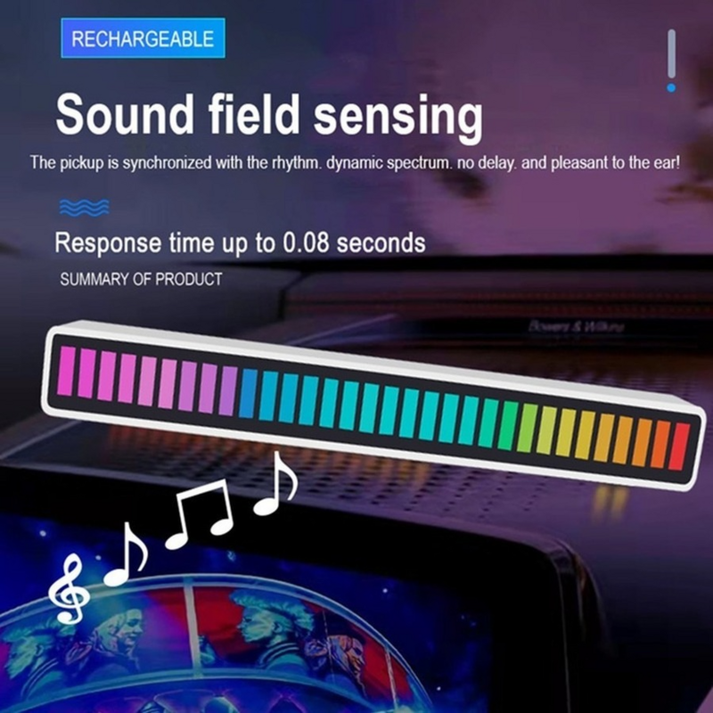 Barra de luz LED ambiental RGB con control de sonido y música, control por aplicación, activación por voz, luces de ritmo, color
