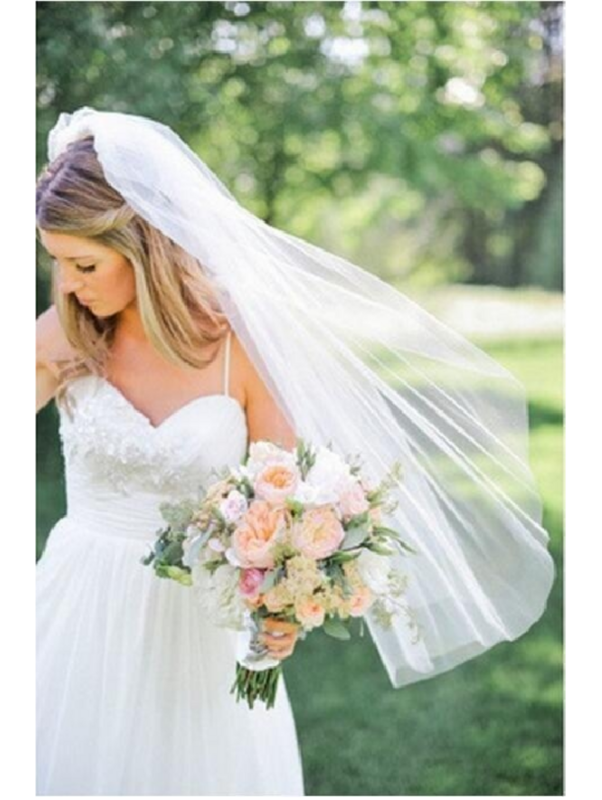 Velo de novia de hilo suave, capa de 75 cm de 1 velo de novia, Blanco/Marfil + peine, accesorios de boda