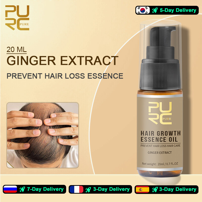 PURC – huile essentielle pour la croissance des cheveux, traitement du cuir chevelu, liquide Anti-perte de cheveux, traitement de la calvitie, 20ml