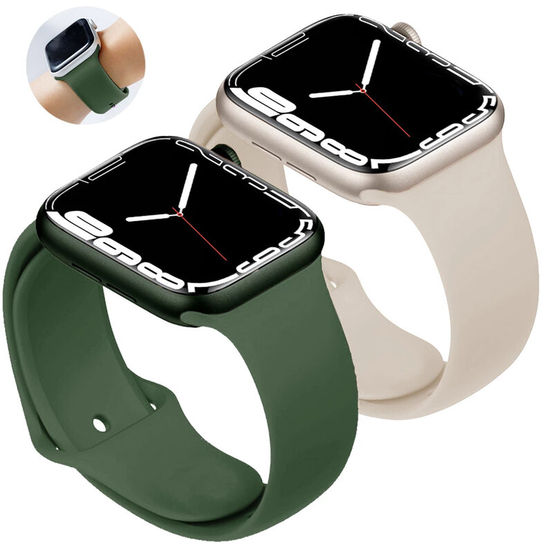 Pulseira de silicone para apple pulseira de relógio 44mm 40mm 45mm 41mm 42mm 38mm 44 45mm correa pulseira de relógio de pulso iwatch 6 5 4 7 se nylon braided solo loop