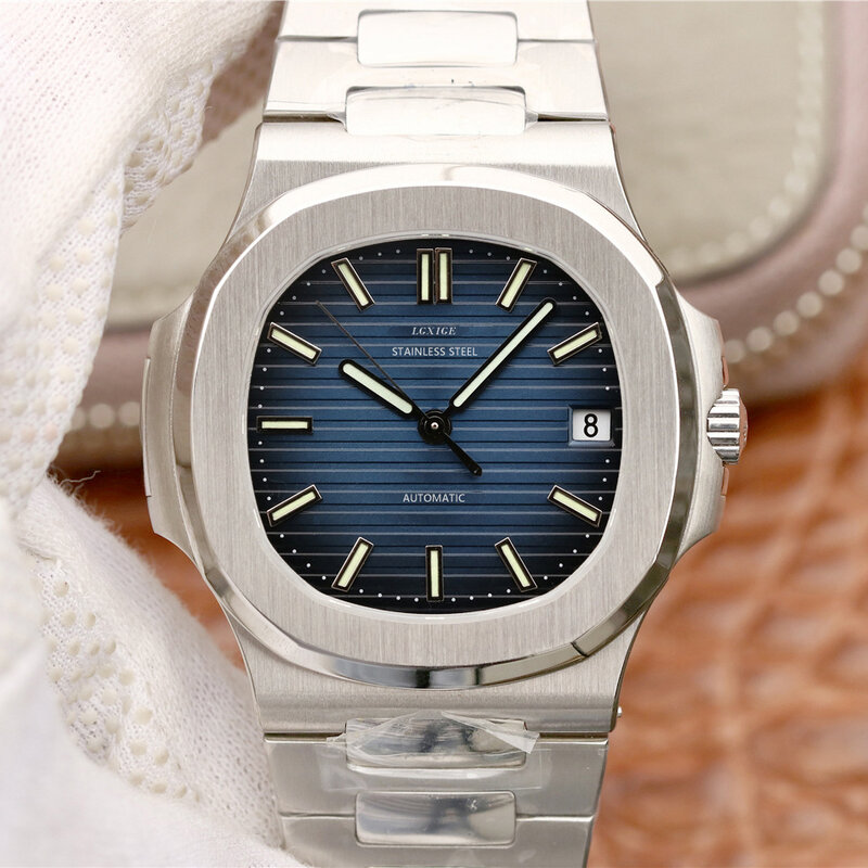 Nowa japonia Citizen 8215 automatyczny własny wiatr mechaniczny Luminous stal nierdzewna 316L niebieska tarcza data męskie zegarki zegarki