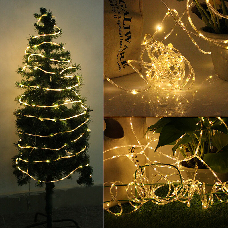DC24V Plug In Touw String Light 100/200/300 Led Koperdraad Fairy Light Garland Kerst Buis Licht Voor Tuin yard Tree Decor