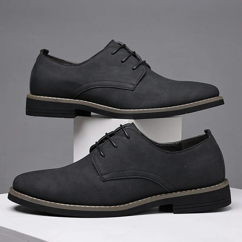 Zapatos informales de marca para hombre, zapatillas de cuero informales, clásicas, transpirables, de negocios, color negro, gran oferta
