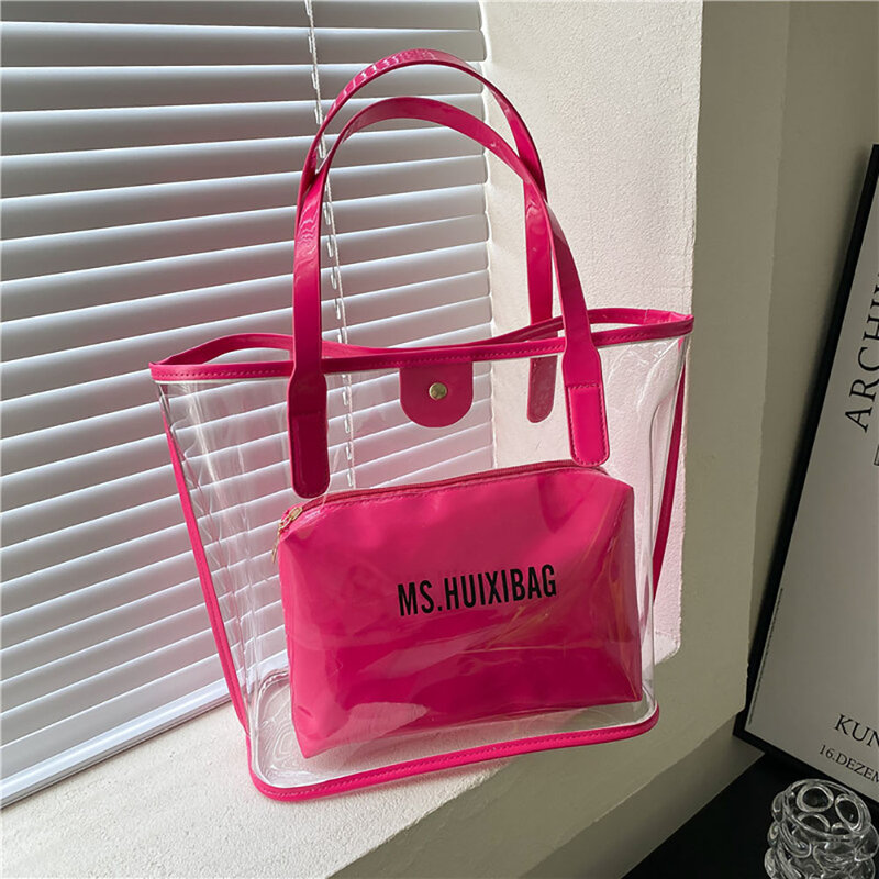 Прозрачная лазерная сумка на плечо, прозрачные сумки из ПВХ, 2022, женская модная пляжная сумка на плечо, модная брендовая Сумка-тоут