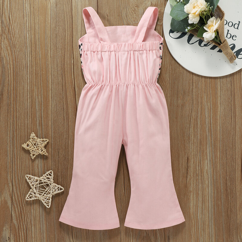 CETEPY lato 0-3 lat Cute Baby Girl kombinezon wzór w cętki łuk bez rękawów elastyczny pasek rozszerzone spodnie