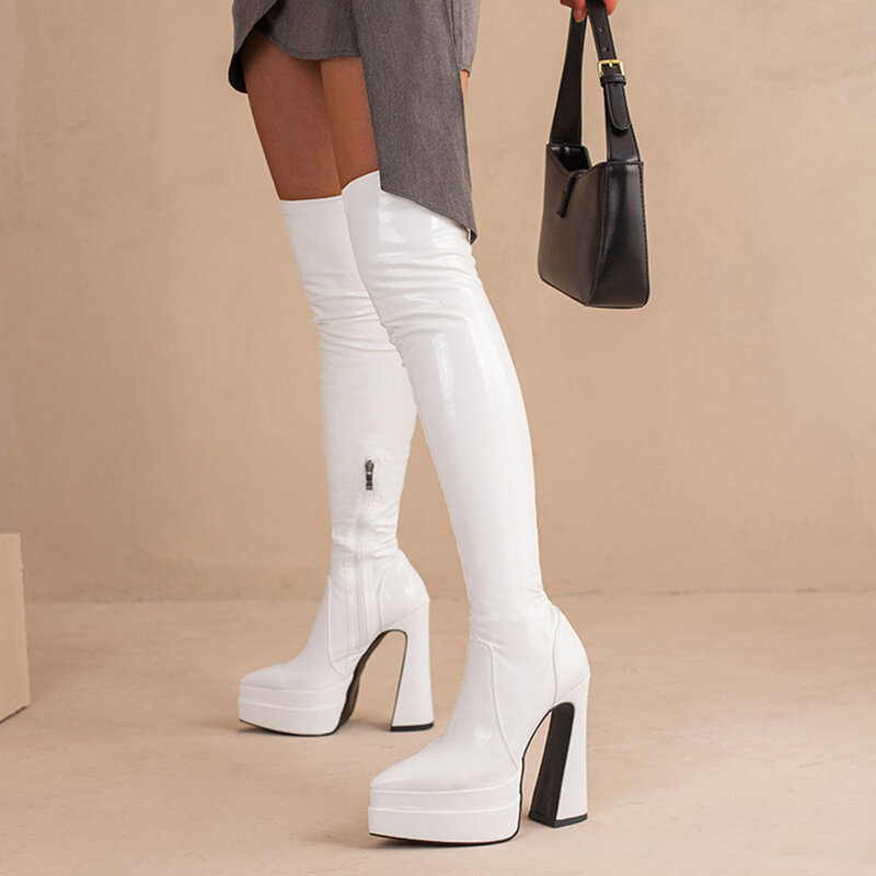 Pointed Toe Platform Women Over The Knee High Boots Dropship High Heel 2022 Winter Fashion Office Lady Women Shoes Big Size 43