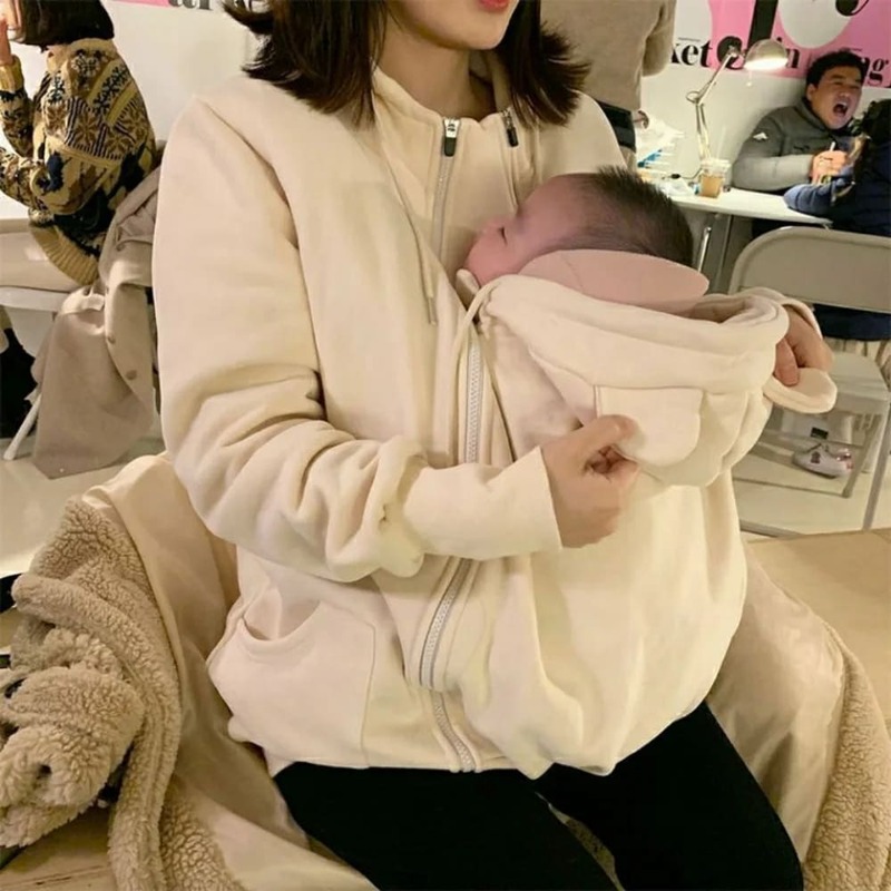 Jaqueta para grávidas canguru inverno casual com capuz casaco de portador de bebê gravidez camisola colete roupas mamãe outerwear camisola presente