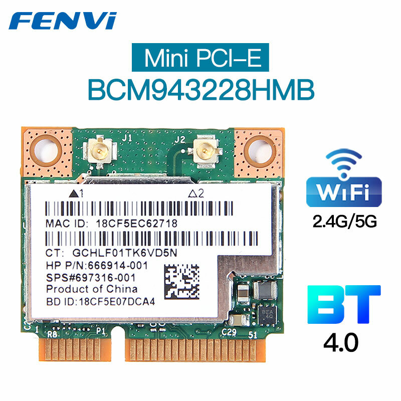 Banda dupla 300mbps bcm943228hmb para bluetooth4.0 802.11a/b/g/n wifi sem fio cartão metade mini pci-e portátil wlan 2.4g/5ghz adaptador