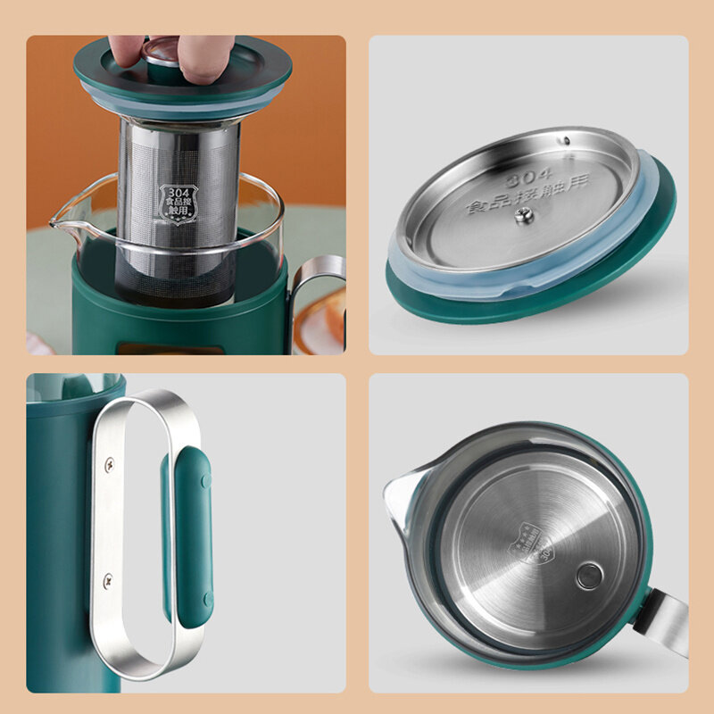 Mini Gezondheid Waterkoker Portable Pot Multifunctionele Thee Met Filter Rvs Cup Glas Warm Water Boiler