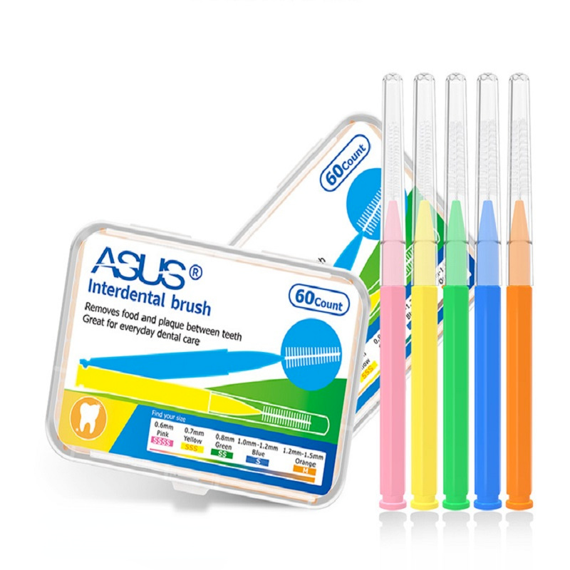 60Pcs/set I Shaped Interdental Brush Denta Floss Interdental Cleaners Orthodontic Dental Teeth Brush Toothpick Oral Care Tool