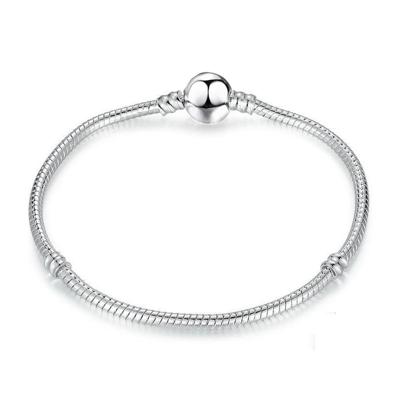 2022 nova qualidade prata cobra corrente fina pandora pulseira 925 ajuste europeu autêntico charme pulseira para as mulheres diy jóias fazendo