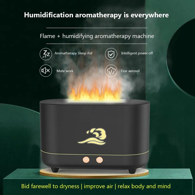 Chama umidificador aromaterapia humidificador fragrância quarto ar difusor de óleo essencial aroma ultra sônica névoa maker quarto em casa