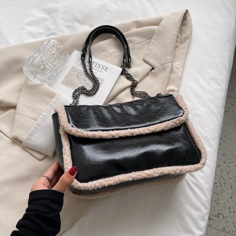 JOinitiated-Petit sac à bandoulière en cuir souple pour femme, sacs à main noirs, sac à rabat design, sac messager pour femme, tout match