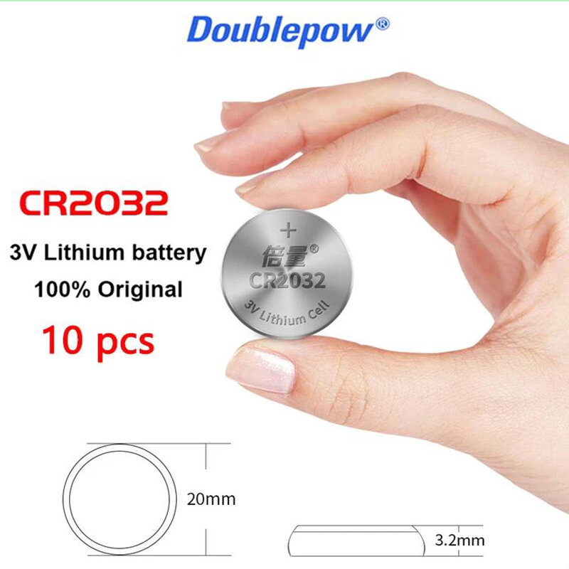 100% original 10PCS CR2032 3V Lithium Button Cell Battery for Watches, calculators, computer motherboards Button  Battery