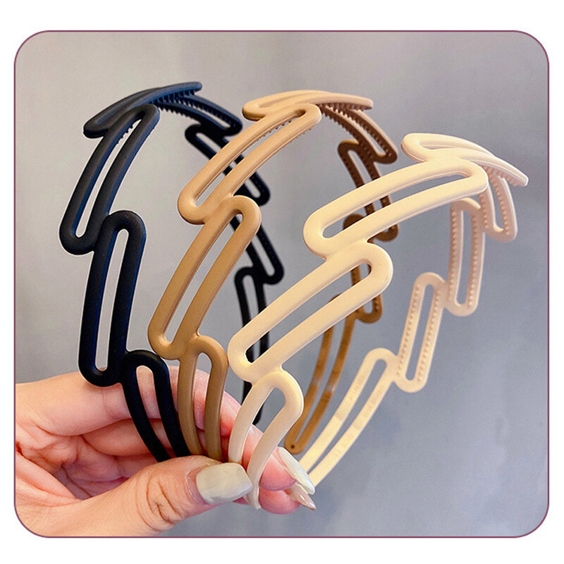 Morandi Color Hair Hoop Female All-Match Press Hair Head Buckle Headband Girl Frosted Serrated Hair Accessories Jewelry Gift