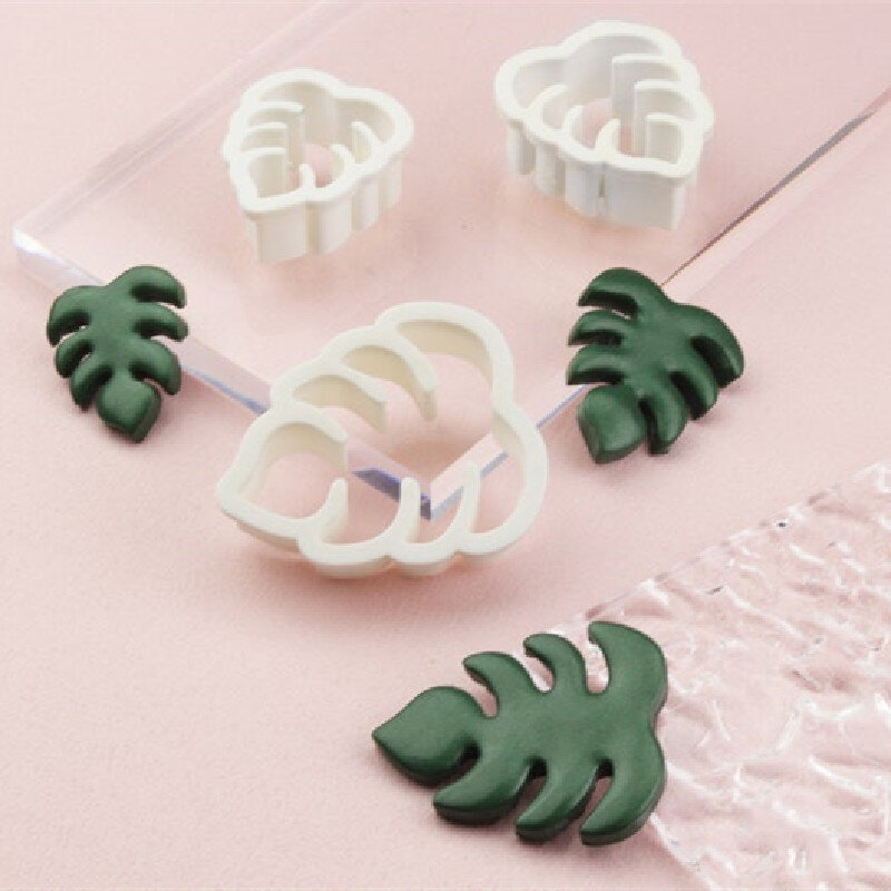 Pemotong Tanah Liat Daun Monstera Alat Tanah Liat Polimer/Alat Perhiasan/Pembuatan Anting-Anting/Anting Kreatif Buatan Tangan DIY