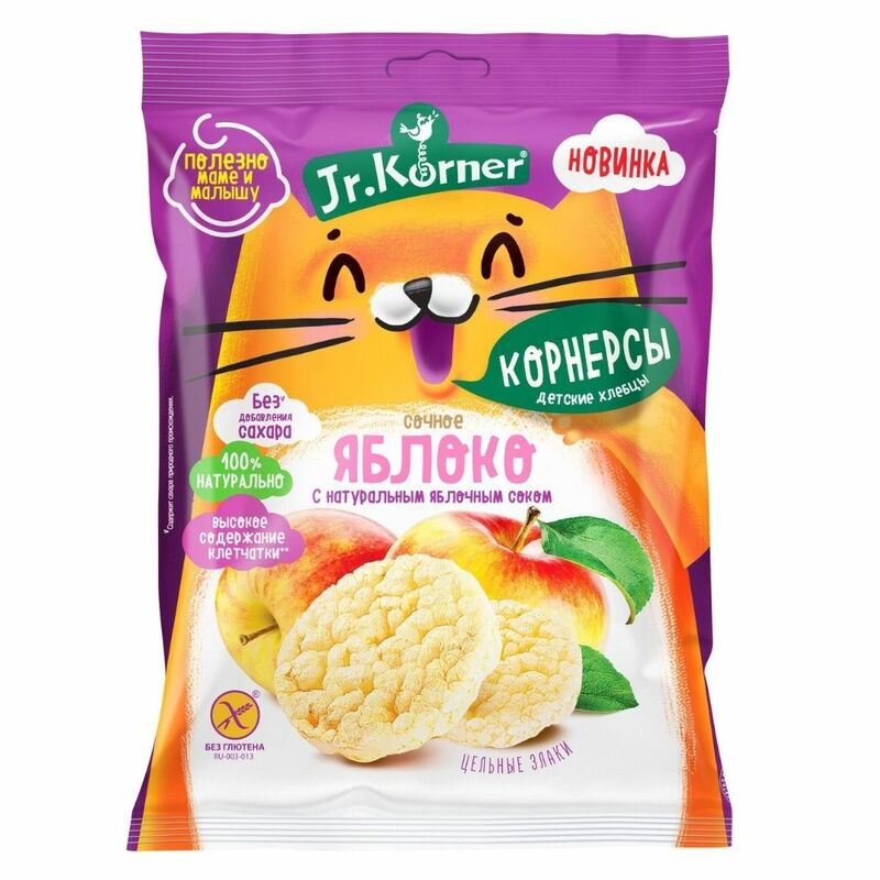 Мини-хлебцы Jr.Korner 18 пачек по 38г хрустящие рисовые с яблочным соком  | Быстрая доставка из РФ
