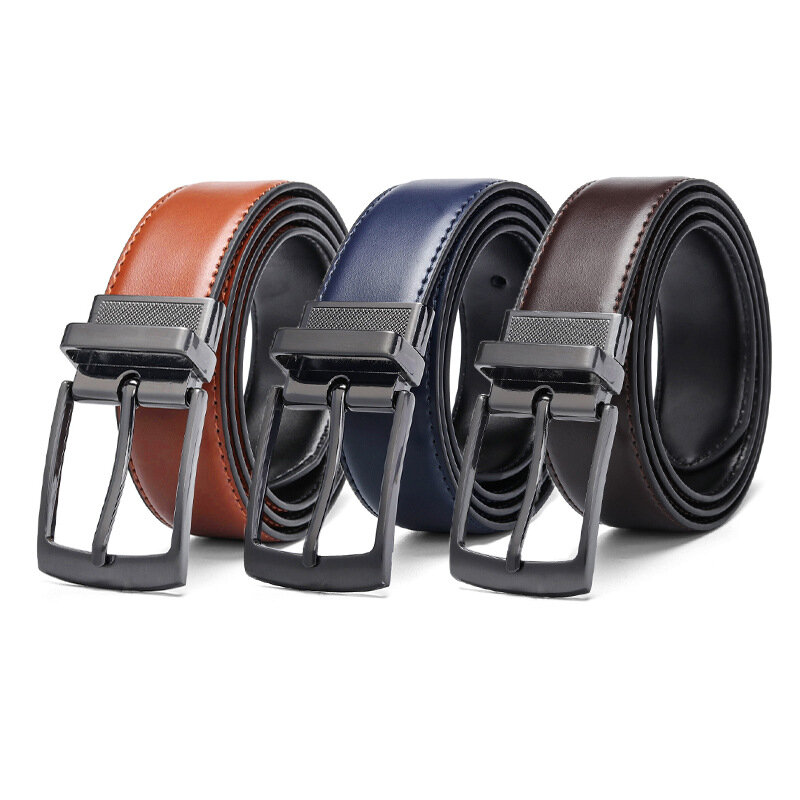 Fashion Belts Men's and Women's Casual Retro Waistband Business Belts Luxury Leather Double-sided Casual Metal Pin Buckle Belts
