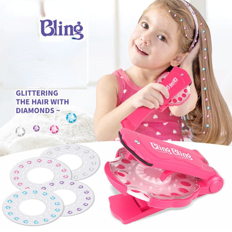Taladro mágico de chica, decoración artística de diamantes de imitación de cristal, máquina para pegar el pelo, juguete blinger