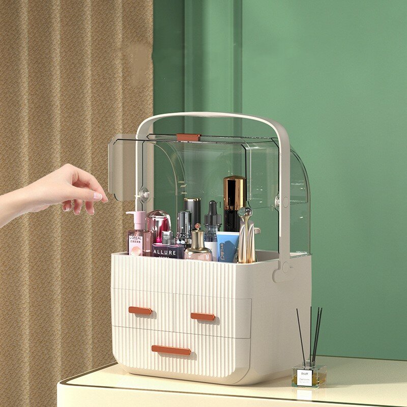 Large Capacity Makeup Organizer Box, Cosmetic Storage com gaveta, Skincare Mask, Batom Desktop Holder, Frete Grátis