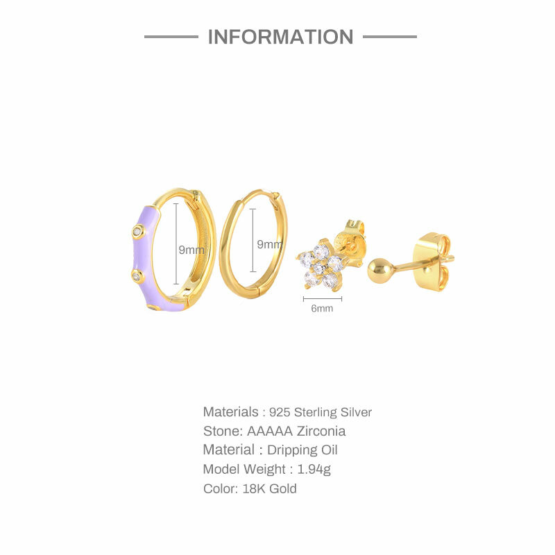 Aide 4PC Earrings 925 Sterling Silver Color Oil Drop Earrings Petals Transparent GZ Stud Earrings Ladies Luxury Jewelry Gift New