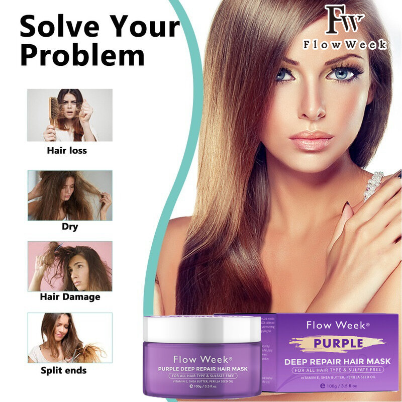 Flow Week Hair Mask Repairs Damage Restore Soft Hair Care Intensive Hydration Hair Masque For Dry, Damaged Hair