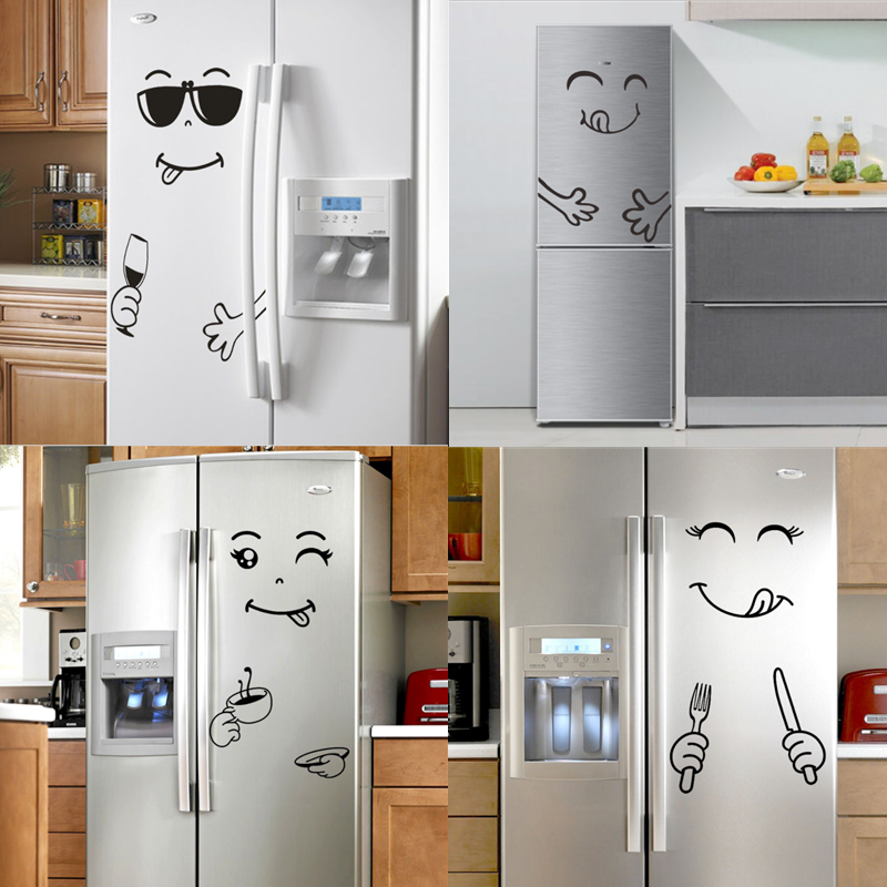 Pegatinas bonitas de dibujos animados para la nevera, pegatinas de pared con cara feliz y deliciosa, para la pared del frigorífico y La Cocina