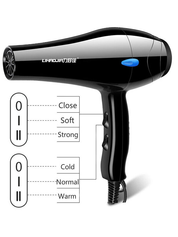 Secador de pelo de alta potencia para el hogar, recipiente de soplado de peluquería profesional, herramientas de estilismo de aire caliente/frío