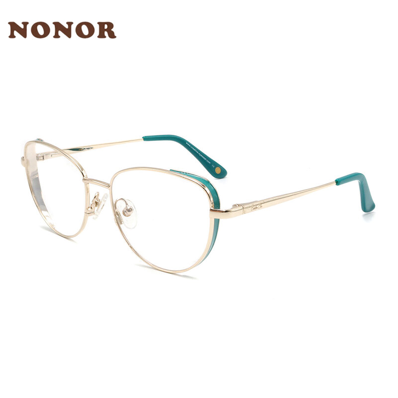 NONOR klasyczne kocie oko optyczne półki damskie okulary metalowe modne wielokolorowe projektant okularów ramki