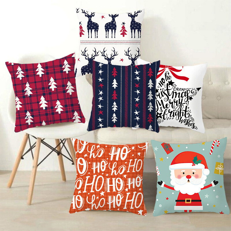 Рождественские украшения, украшение для комнаты, наволочка, мультяшный Санта-Клаус, лось, подушка, чехол, домашний декор, диван, оптовая продажа