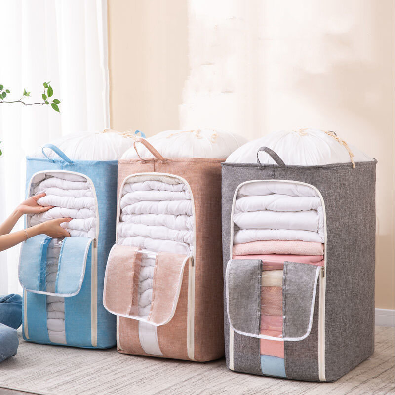 Japonês-estilo casa roupas colcha saco de armazenamento grande capacidade guarda-roupa à prova de umidade saco de armazenamento multifuncional