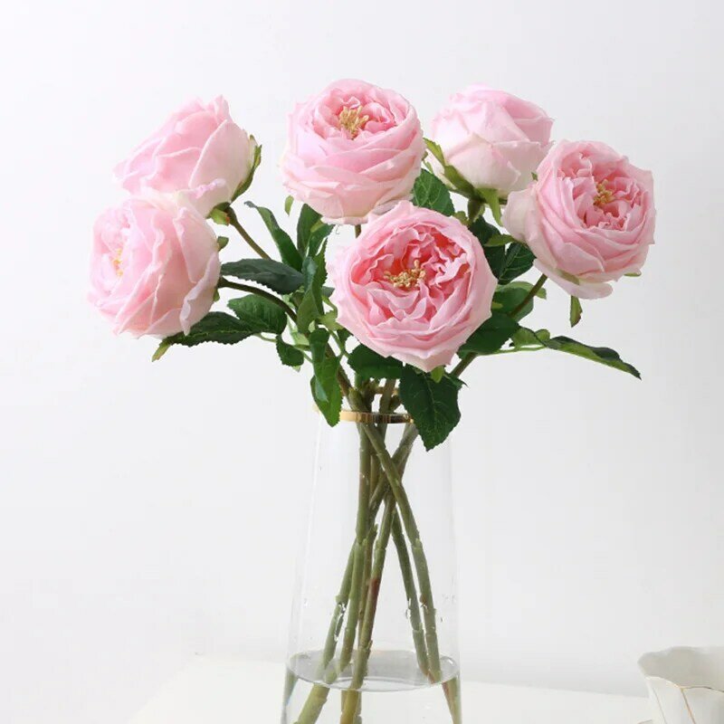 5Pcs Kunstmatige Rose Pioen Real Touch Bloemen Voor Thuis Tafel Decoratie Bruidsboeket Woonkamer Kantoor Decor Nep Rozen