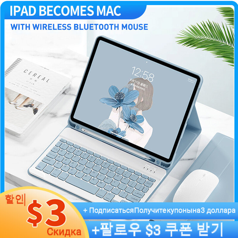 IPad Pro 11 2021 케이스 iPad 용 키보드 9th 8th 10.2 Air 4 iPad Air 2020 Air 2 1 케이스 Bluetooth 키보드 마우스 슈트