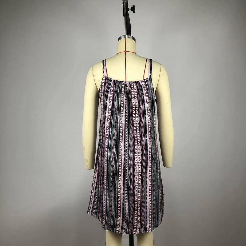 2022 Summer Clothes Women Fashion Loose Casual Stripe Sleeveless Summer Dress Sling Dress Strap Dress Mini Dress
