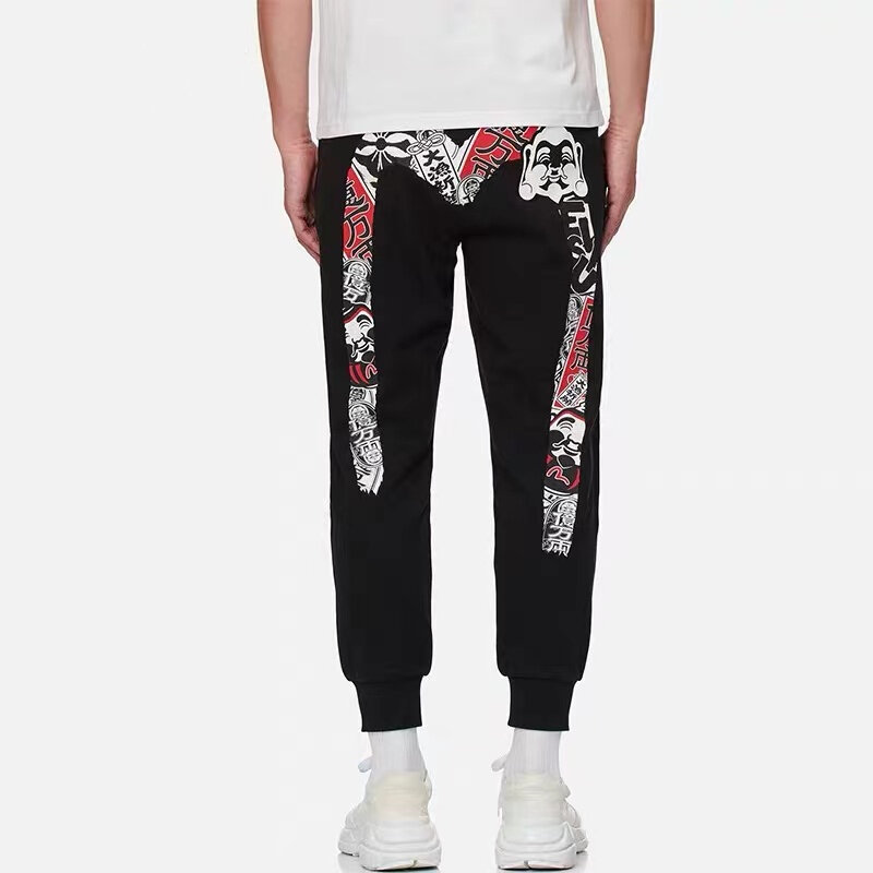 Pantalones de chándal largos de algodón con estampado de bolsillo de gaviota de estilo japonés, ropa deportiva informal de alta calidad, color gris, otoño