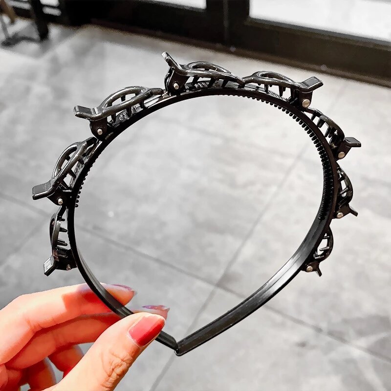 2022 New Woman Non-Slip Hairband With Clips Double Band Headband Hairstyle Bezel Hair Hoop Hair Accessories Headwear