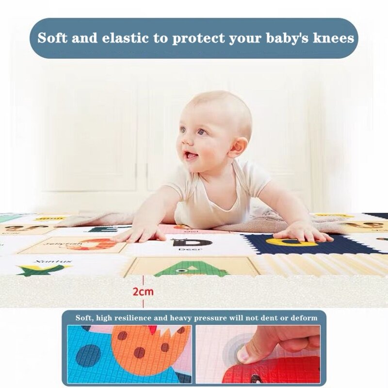 XPE-alfombra de juegos para bebé, tapete de desarrollo para habitación de bebé, almohadilla para gatear, Alfombra de doble cara, 200cm x 180cm x 0,5 cm