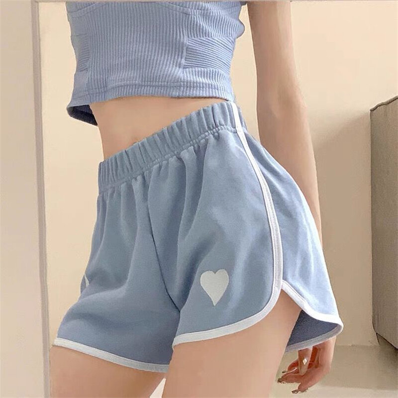 Casual home hot pants ins summer thin loose wide-leg embroidered love sports shorts