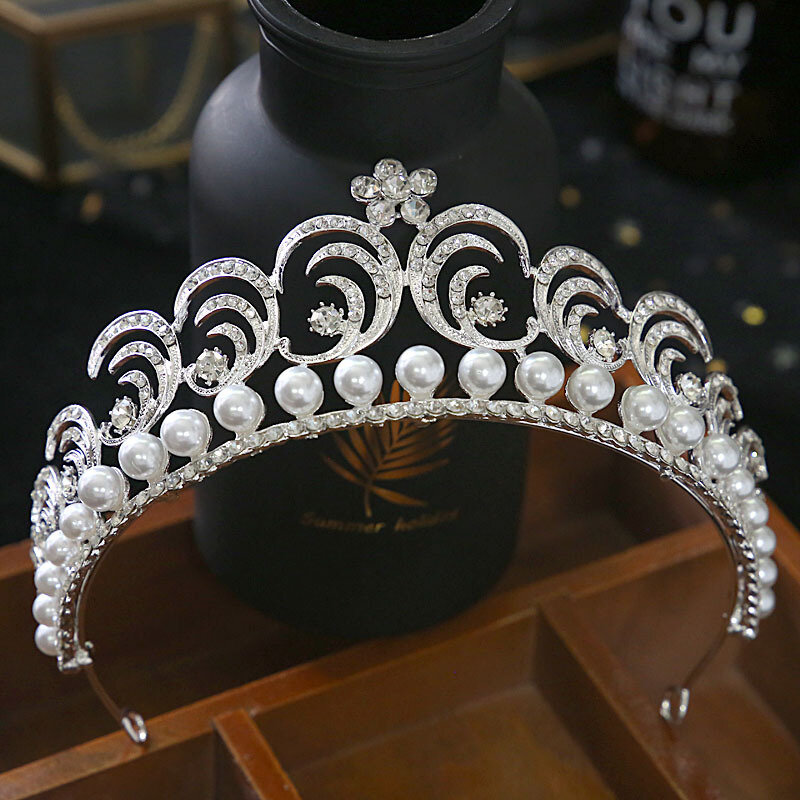 Bridal petite hair accessories pearls bow head jewelry Zircon