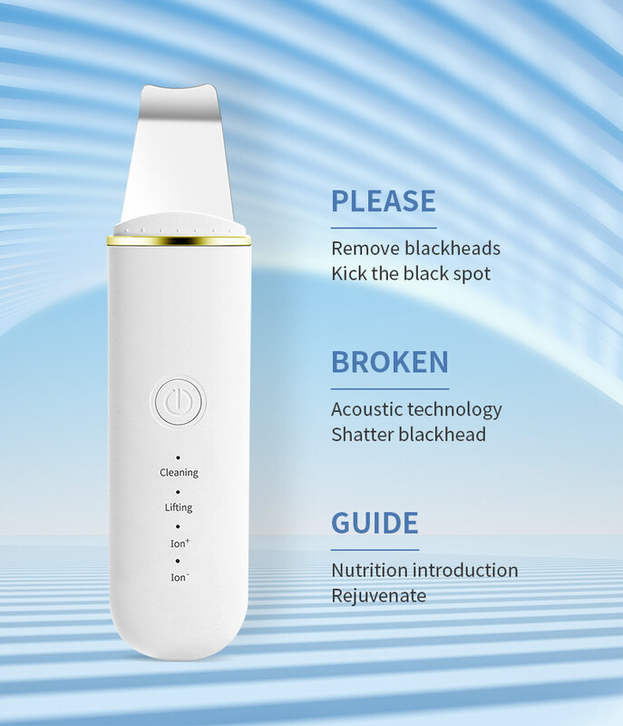 Nettoyeur de peau à ions négatifs ultrasonique Portable USB, pelle à éplucher les points noirs, Machine de beauté à domicile, nettoyeur en profondeur des pores